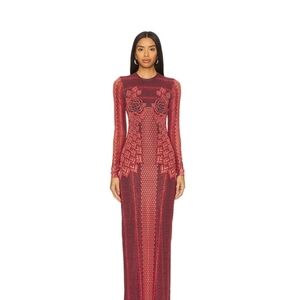 AFRM Red Patterned Long Sleeve Dress